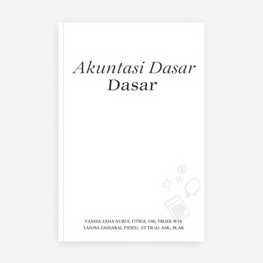 A minimalistic and elegant cover design for a basic accounting module titled 'Akuntansi Dasar', authored by Yanisa Zahra Nurul Fitria, S
