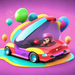 Imagine a high-quality digital art of a car inspired by the world of Nintendo