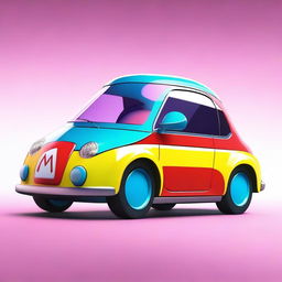 Imagine a high-quality digital art of a car inspired by the world of Nintendo