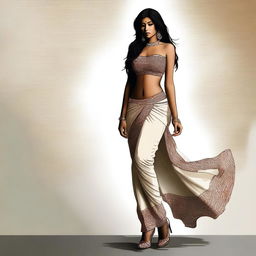 This is a high-quality digital art piece that depicts a beautiful Indian woman