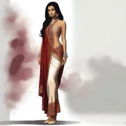 This is a high-quality digital art piece that depicts a beautiful Indian woman