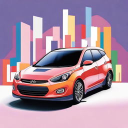 Picture a high-quality digital art piece of a Hyundai car, uniquely designed with a Nintendo theme