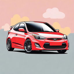 Picture a high-quality digital art piece of a Hyundai car, uniquely designed with a Nintendo theme