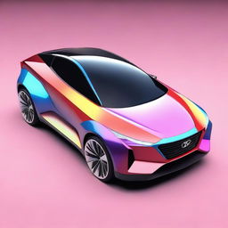 Envision a high-quality digital art piece showcasing a concept design for a Hyundai car inspired by Nintendo