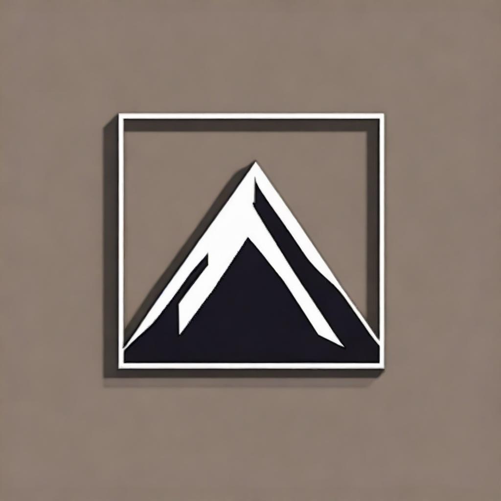 Create an updated logo featuring the word 'Aco' in dynamic font, a stylized silhouette of a mountain, all encapsulated within a geometric square border.