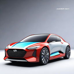 Envision a high-quality digital art piece showcasing a concept design for a Hyundai car inspired by Nintendo