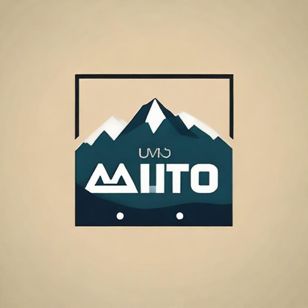 Create an updated logo featuring the word 'Aco' in dynamic font, a stylized silhouette of a mountain, all encapsulated within a geometric square border.
