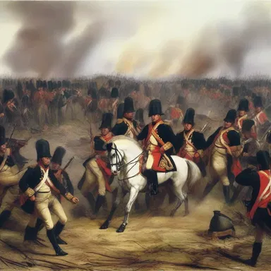 The disconcerted soldiers faced defeat during the Battle of Waterloo against Napoleon's army.