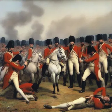 The disconcerted soldiers faced defeat during the Battle of Waterloo against Napoleon's army.
