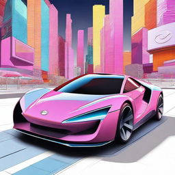 Visualize a high-quality digital art of a futuristic Hyundai car imbued with the essence of Nintendo