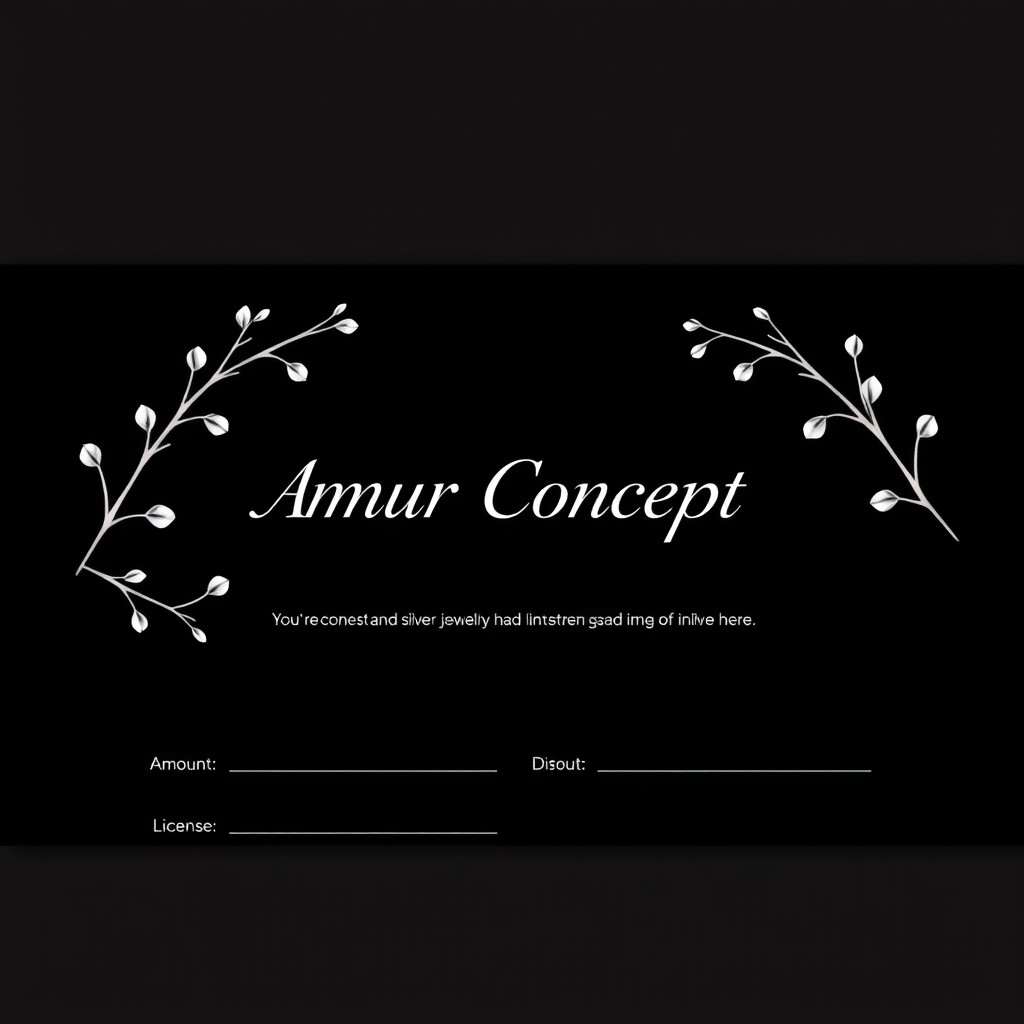 A gift certificate design template for the Armenian silver jewelry brand 'Amur Concept'