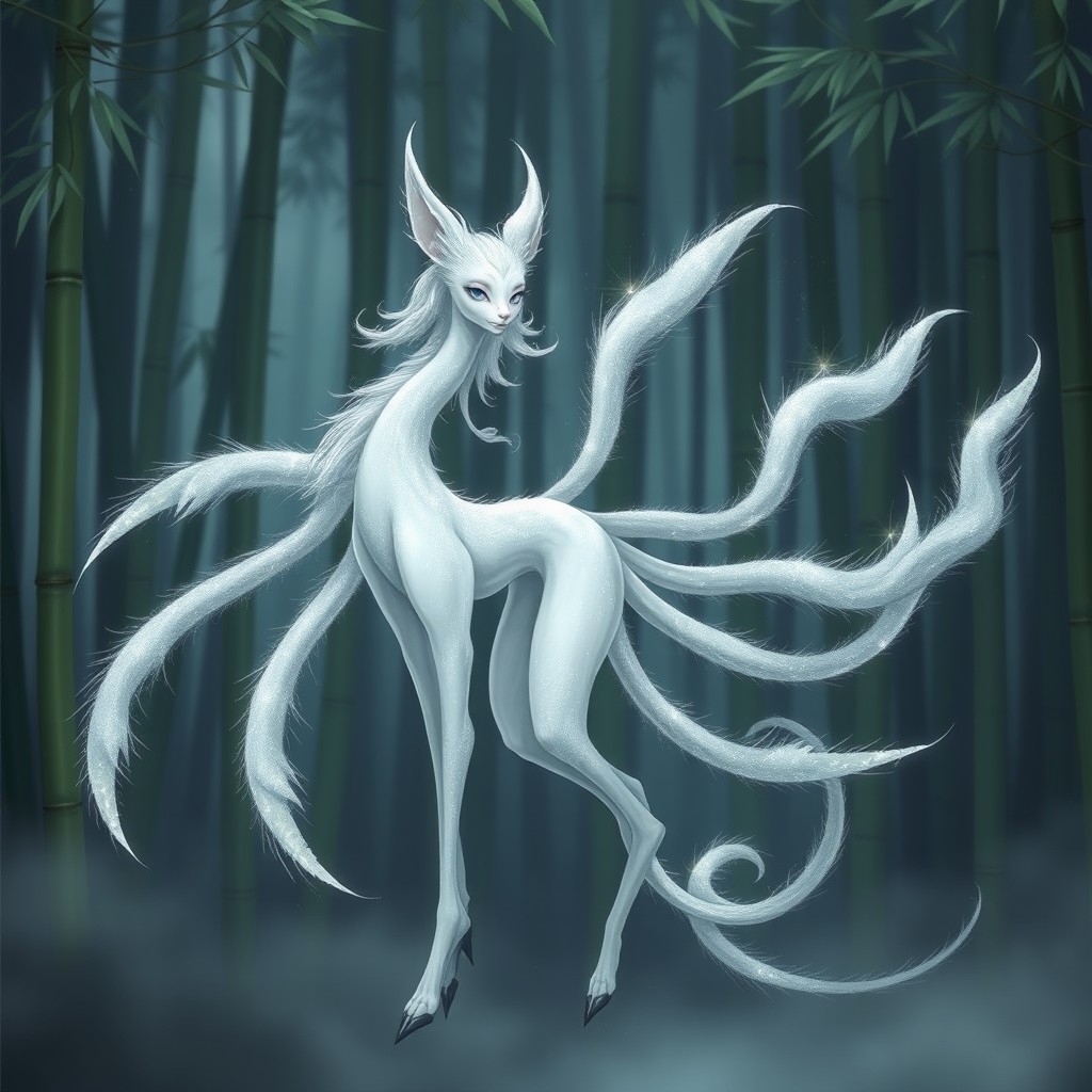 A slender, graceful creature with long legs and delicate, intelligent, feminine features