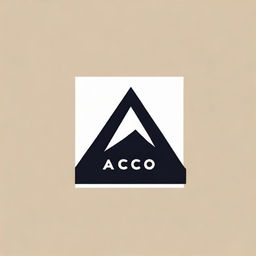 Design a minimalist logo with the word 'Aco', a stylized silhouette of a mountain, both elements enclosed inside a sleek square shape.