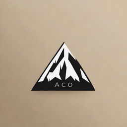 Design a minimalist logo with the word 'Aco', a stylized silhouette of a mountain, both elements enclosed inside a sleek square shape.