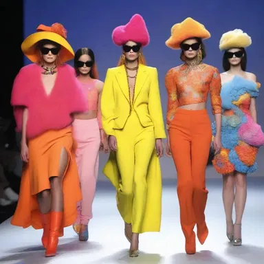 The fashion runway debut was filled with brightly colored outfits and shrieked fashion statements.