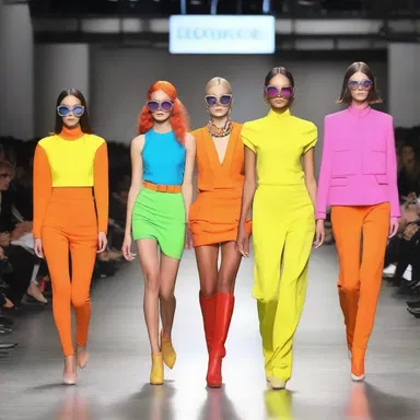 The fashion runway debut was filled with brightly colored outfits and shrieked fashion statements.