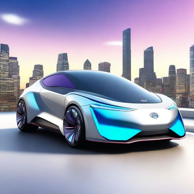 Visualize a high-quality digital art of a futuristic Hyundai car, conceptualized with a Nintendo design