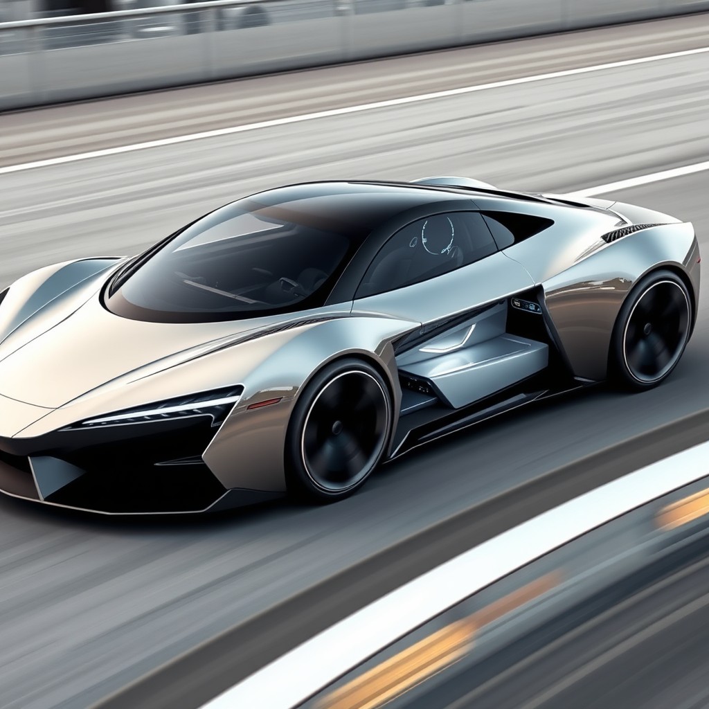 A sleek, high-speed car featuring an advanced smart navigation system and a unique special compartment designed for enhanced functionality