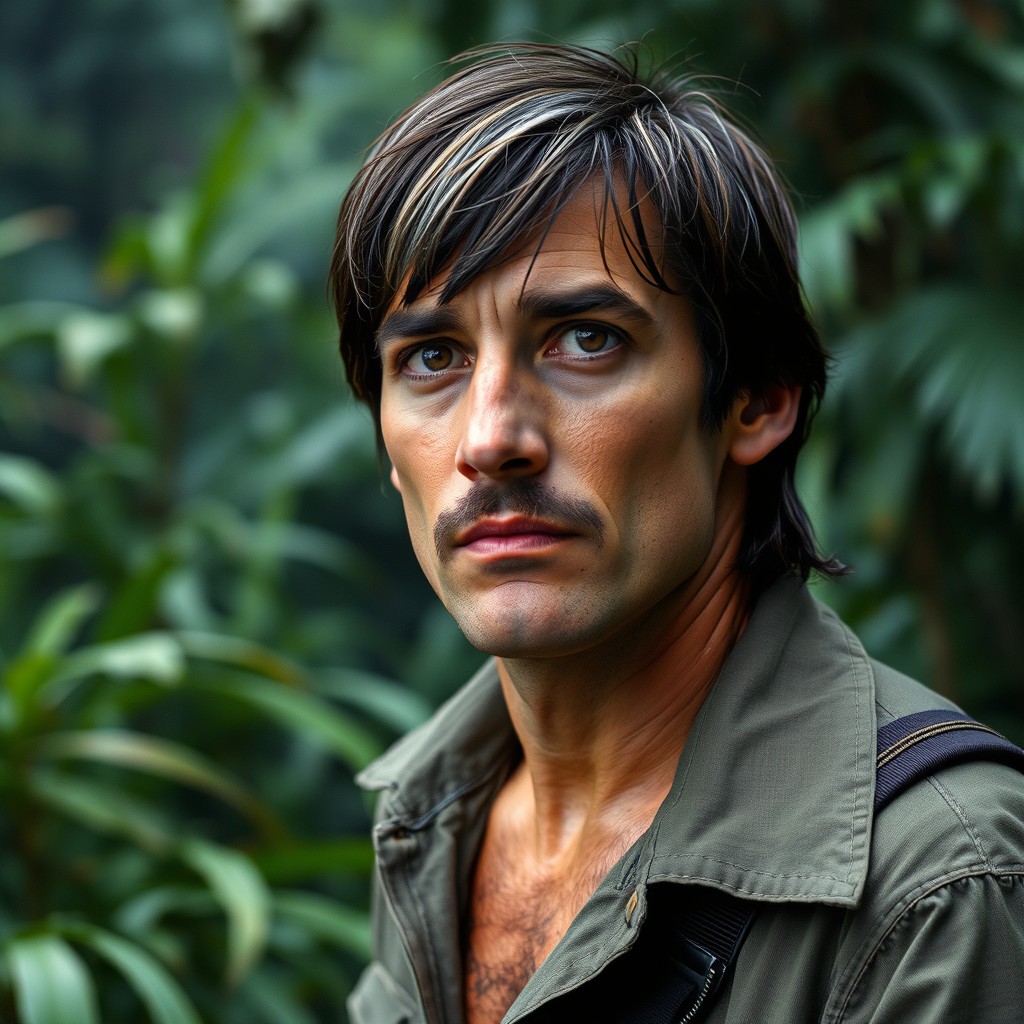 A male CIA agent, approximately 43 years old with straight dark brown hair featuring streaks of silver near the temples