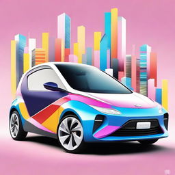 Imagine a digital art piece depicting a futuristic Hyundai car, designed by Nintendo