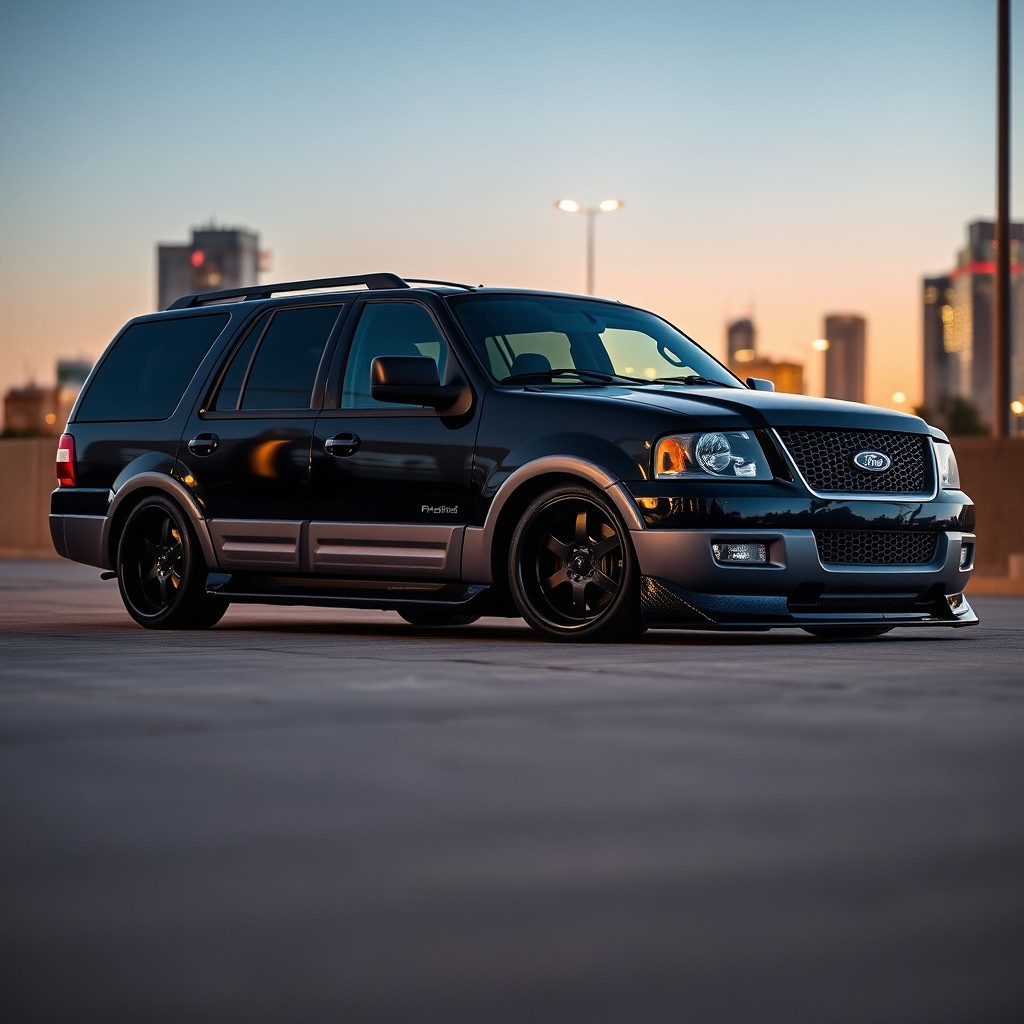 A modified 2006 Ford Expedition with a lowered stance, showcasing a sleek and sporty appearance