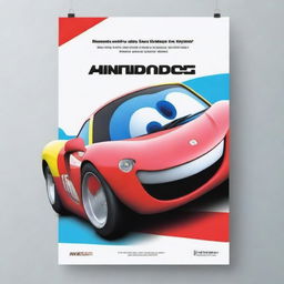 Visualize a professional poster featuring a car design by Nintendo