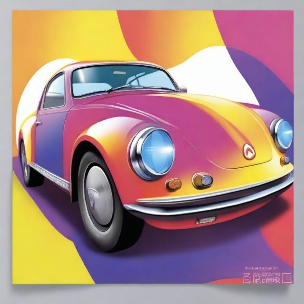 Visualize a professional poster featuring a car design by Nintendo