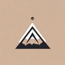 Create a minimalistic logo featuring the word 'Aco' and a stylized outline of a mountain, composed within a slim rectangular layout.