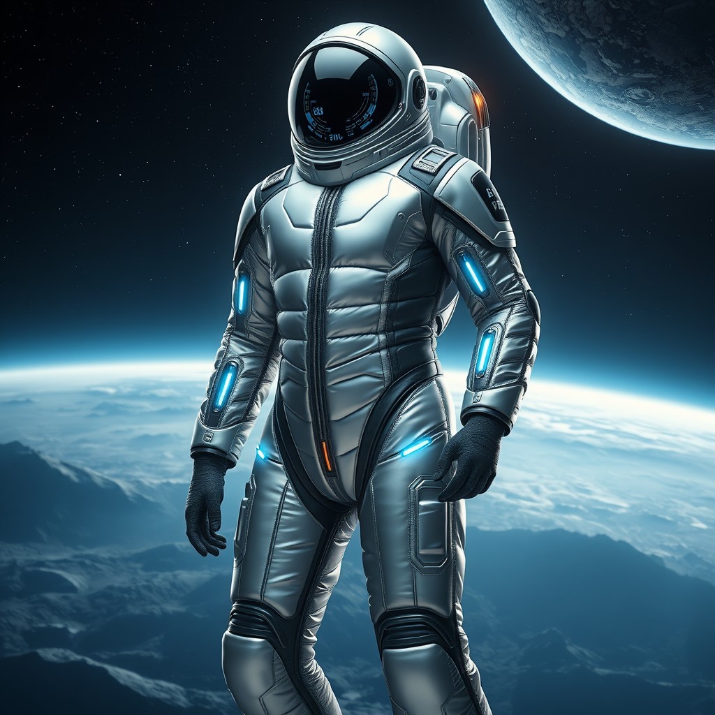 A dynamic and futuristic design of a downsuit, showcasing sleek and form-fitting aesthetics