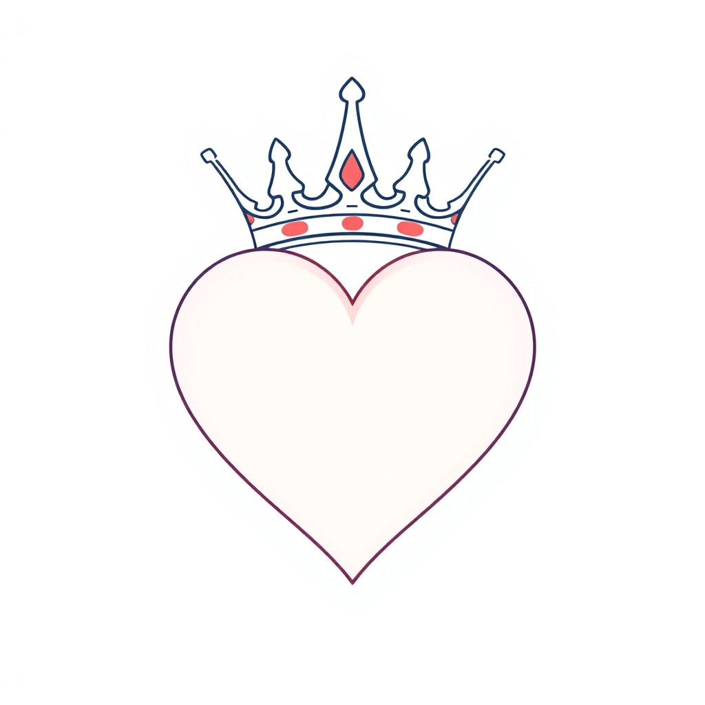 A simple yet striking design featuring a heart and a crown