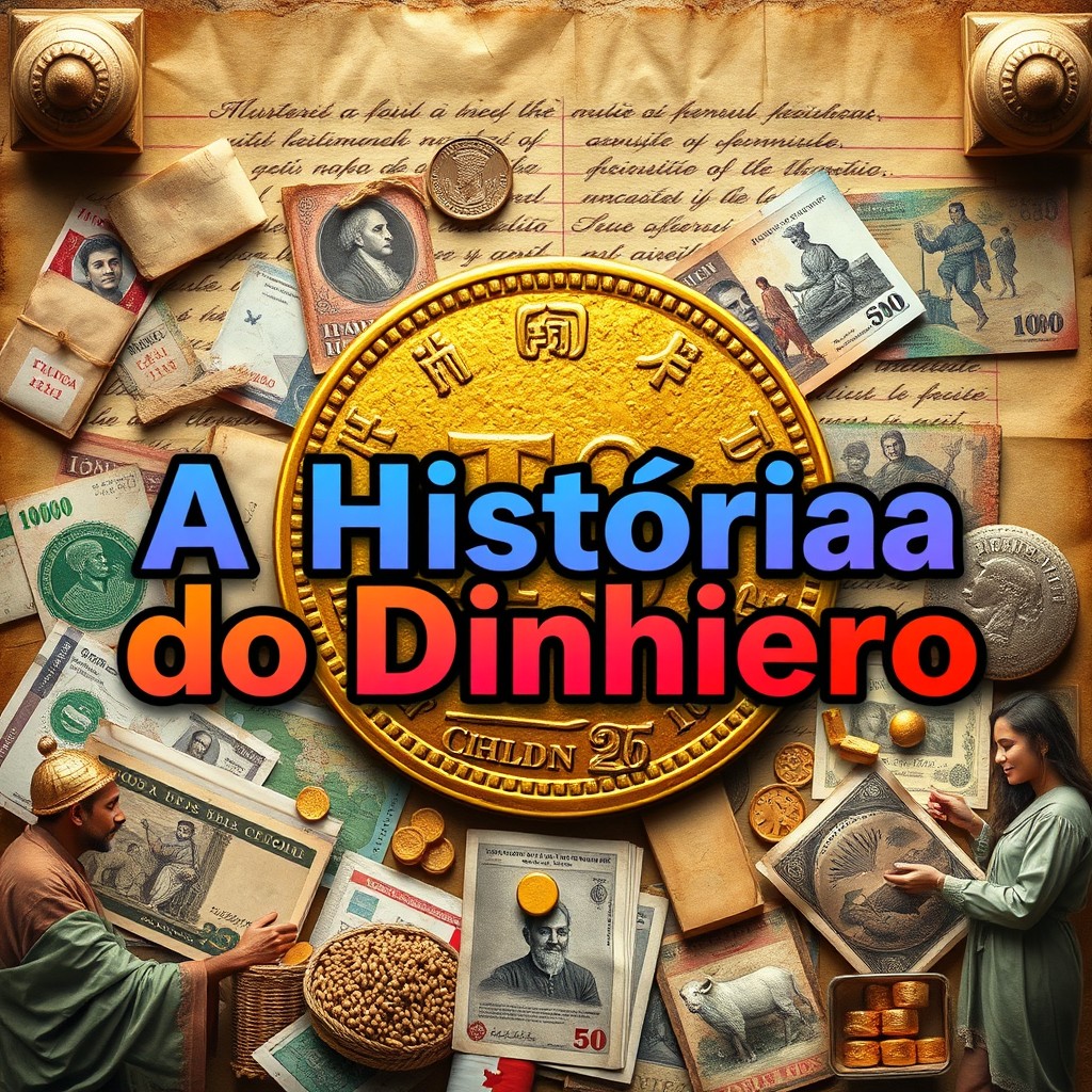A visually striking YouTube thumbnail capturing the essence of the history of money