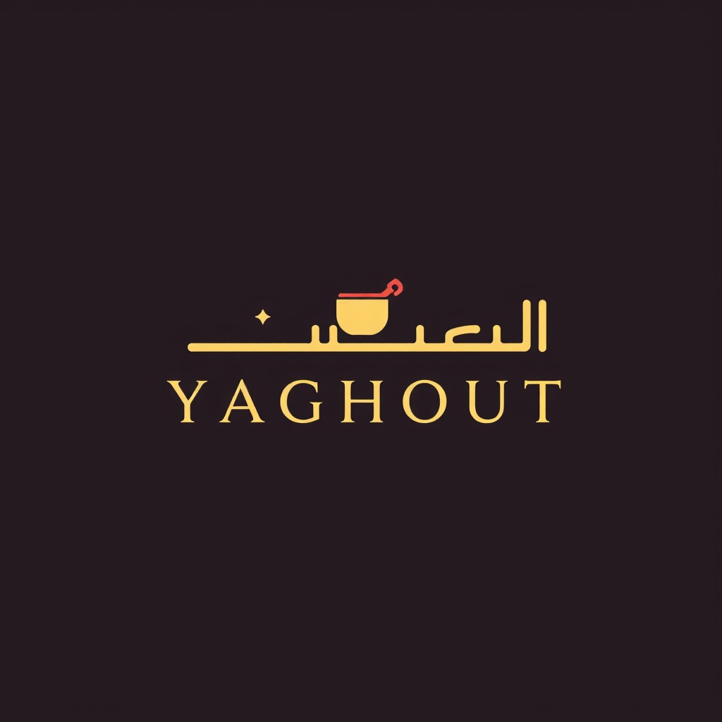 A sleek and modern logo design for a kitchenware store named 'Yaghout'