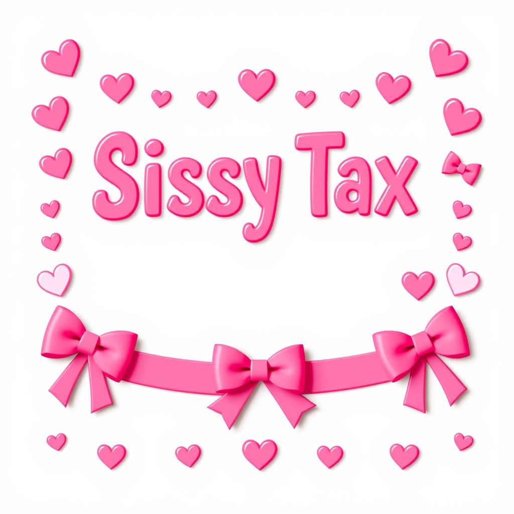 A whimsical and colorful sissy tax billing statement designed in a fun, playful style, featuring a predominantly pink color palette