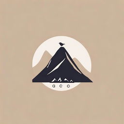 Design a minimalist logo that includes the word 'Aco' subtly inscribed in a mountain silhouette, complemented by a small bird gracefully floating above the mountain.