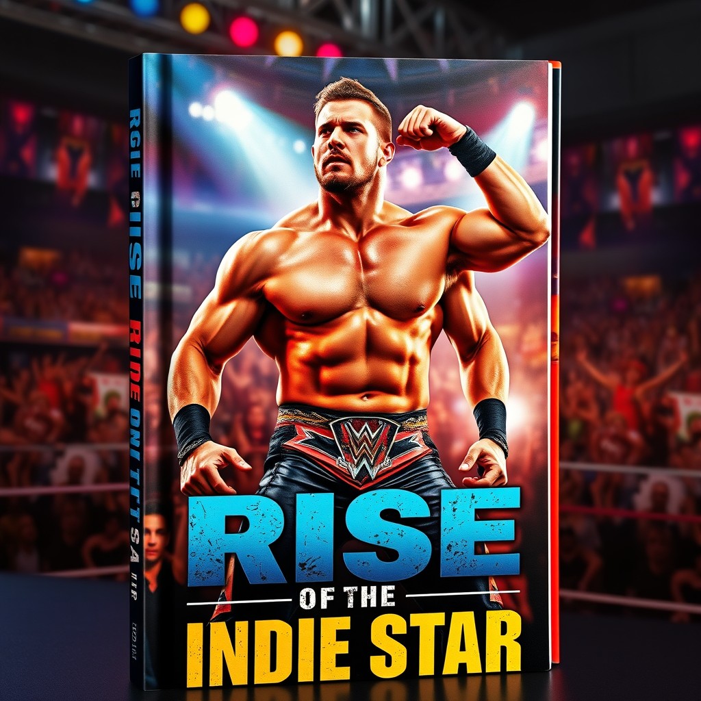 A captivating book cover depicting a wrestler's journey from the indie scene to success in professional wrestling