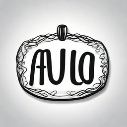 A high contrast, black and white vector-style illustration of the name 'Alice' formed into a pendant shape with rounded decoration on a white background. Keep a simple, flat design and line art style with no colors.