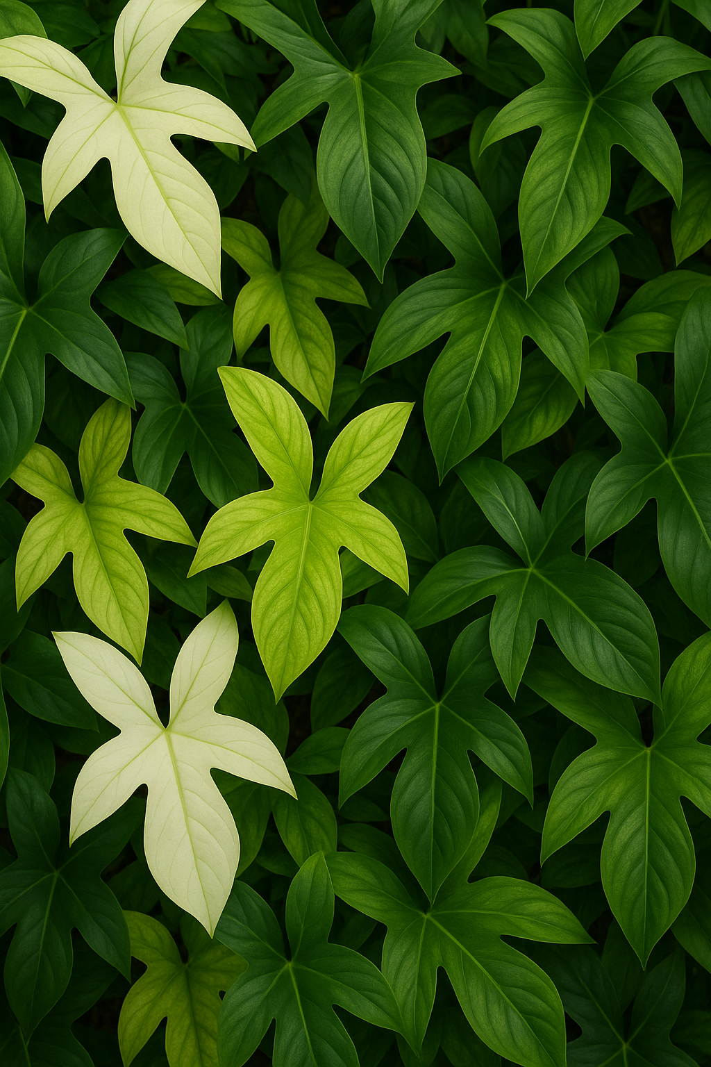 o imagine de tip tapet din frunze de philodendron florida ghost. Frunzele sa fie foarte realiste. sa se vada nervurile plantei, diferenta de culoare pe frunza. imaginea sa fie realista ca si o fotografie