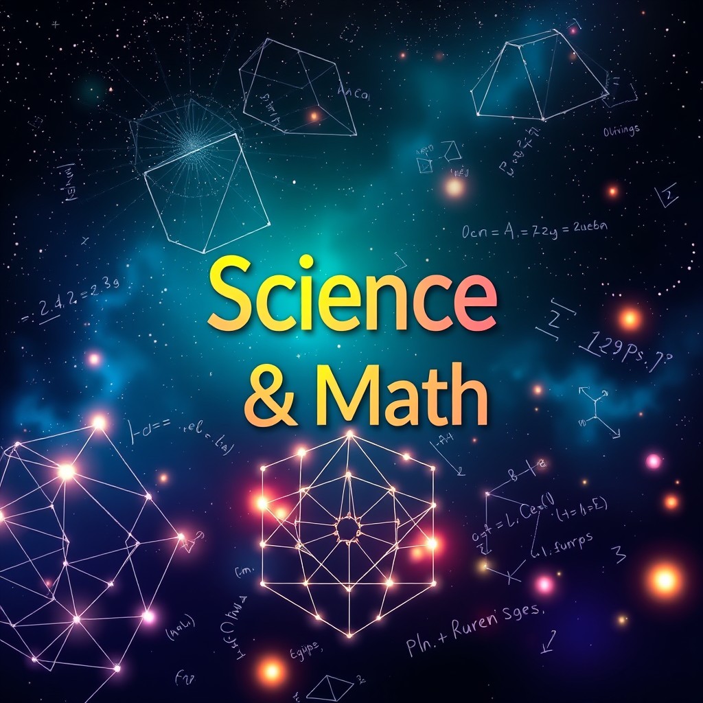 A visually striking and unique cover page design for a science and mathematics theme