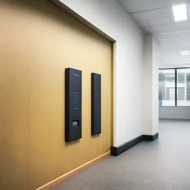 The modern office building is equipped with an efficient intercom system to facilitate communication between different departments and floors.