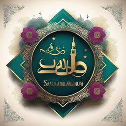 This is a high-quality digital art image that beautifully displays the message 'As-salamu ʿAlaikum wa ʿAlaikumu sa-salam