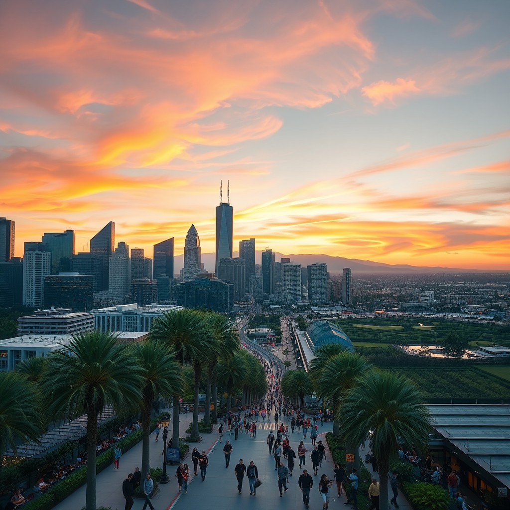 Stunning Sunset Over a Modern City Skyline – Capturing Urban Beauty