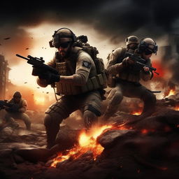 Create an exciting and high-impact video game thumbnail featuring the words '18 Kill Streak with the Stick in Call of Duty Warzone III'. Incorporate elements of the game such as weaponry, game characters, and battlefield settings.