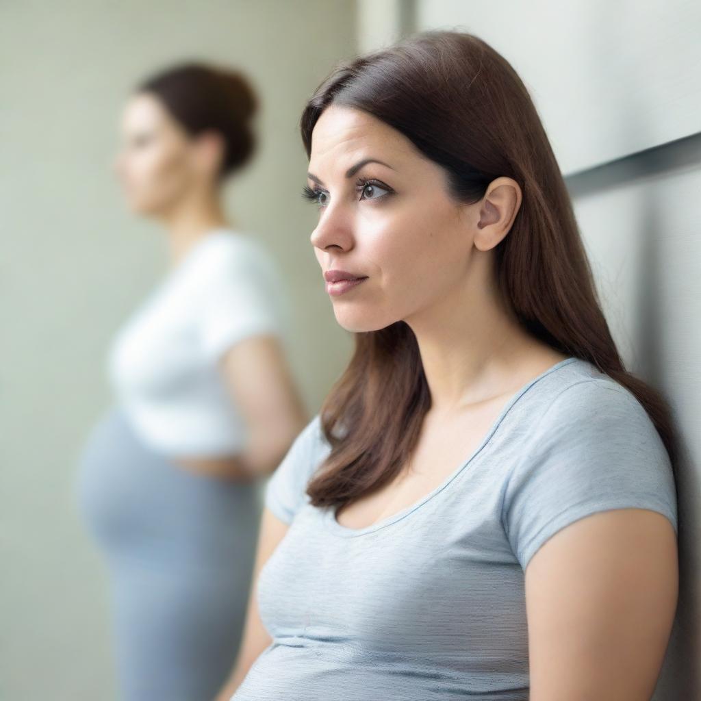 A woman looking expectant and patient, evidently waiting for someone or something.