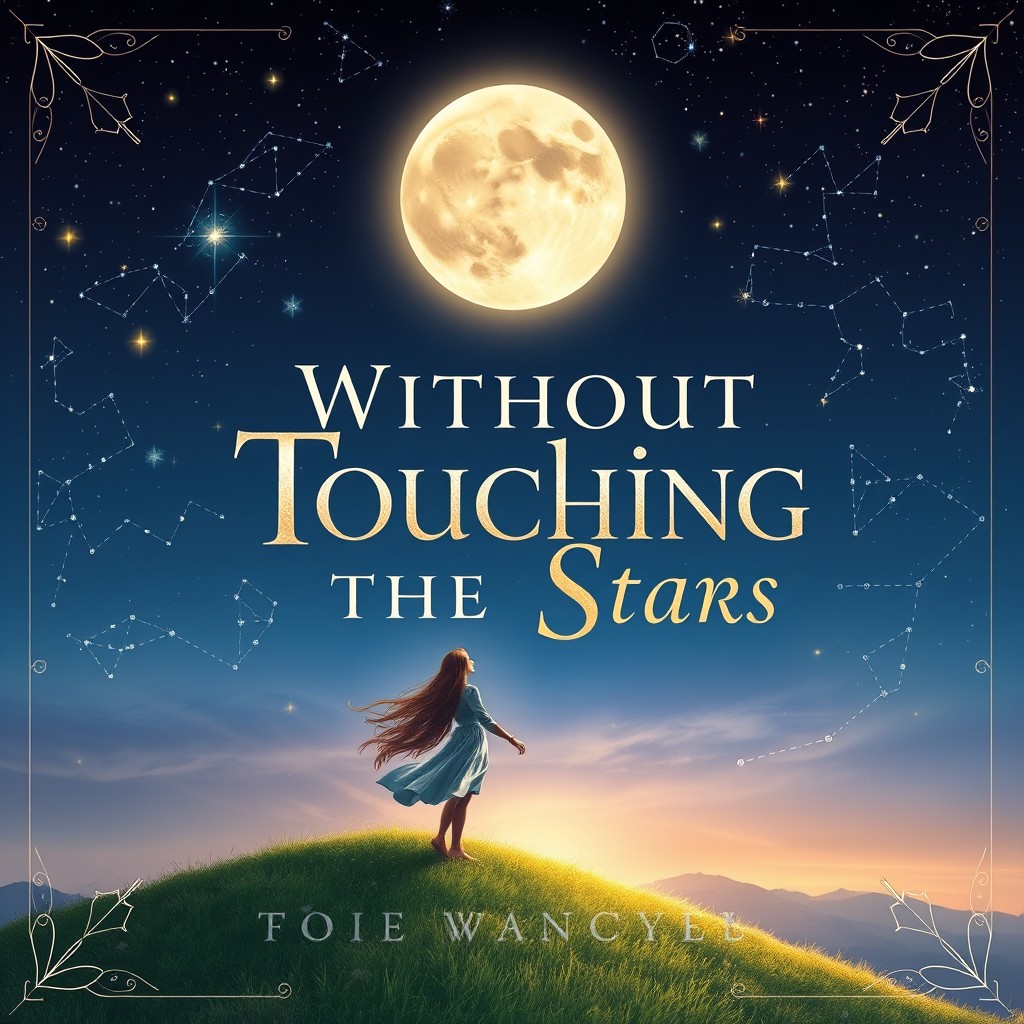 A captivating book cover design for a fantasy novel titled "Without Touching the Stars"