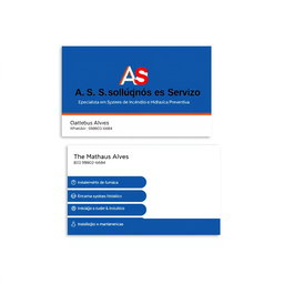 A professional digital business card design for a Brazilian fire safety and hydraulic services company named 'A