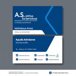 A professional digital business card design for a Brazilian fire safety and hydraulic services company named 'A