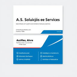 A professional digital business card design for a Brazilian fire safety and hydraulic services company named 'A