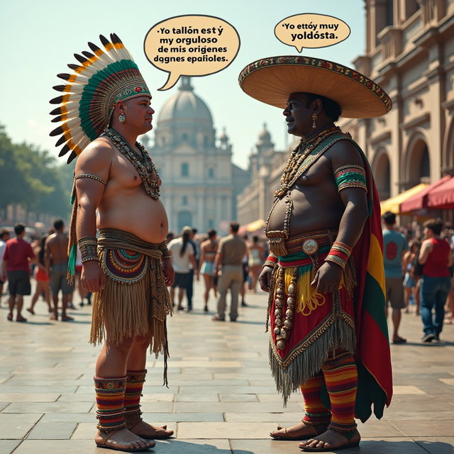 A captivating scene featuring a very fair-skinned Russian man representing a Toltec Tlatoani, dressed in traditional Mesoamerican tribal chief attire