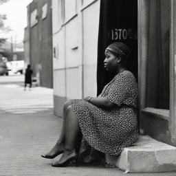 An expectant woman patiently waiting outside, possibly for a friend or family.