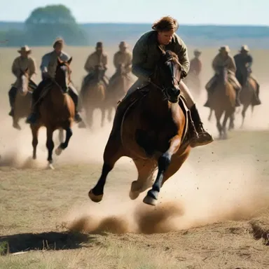 The restiveness of the horse as it bolts through the field added tension to the thrilling chase scene in the movie.